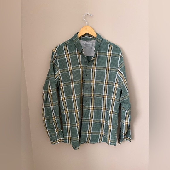 Eddie Bauer Men's Classic Fit Plaid Flannel Shirt Long Sleeve- Side L - Picture 6 of 8